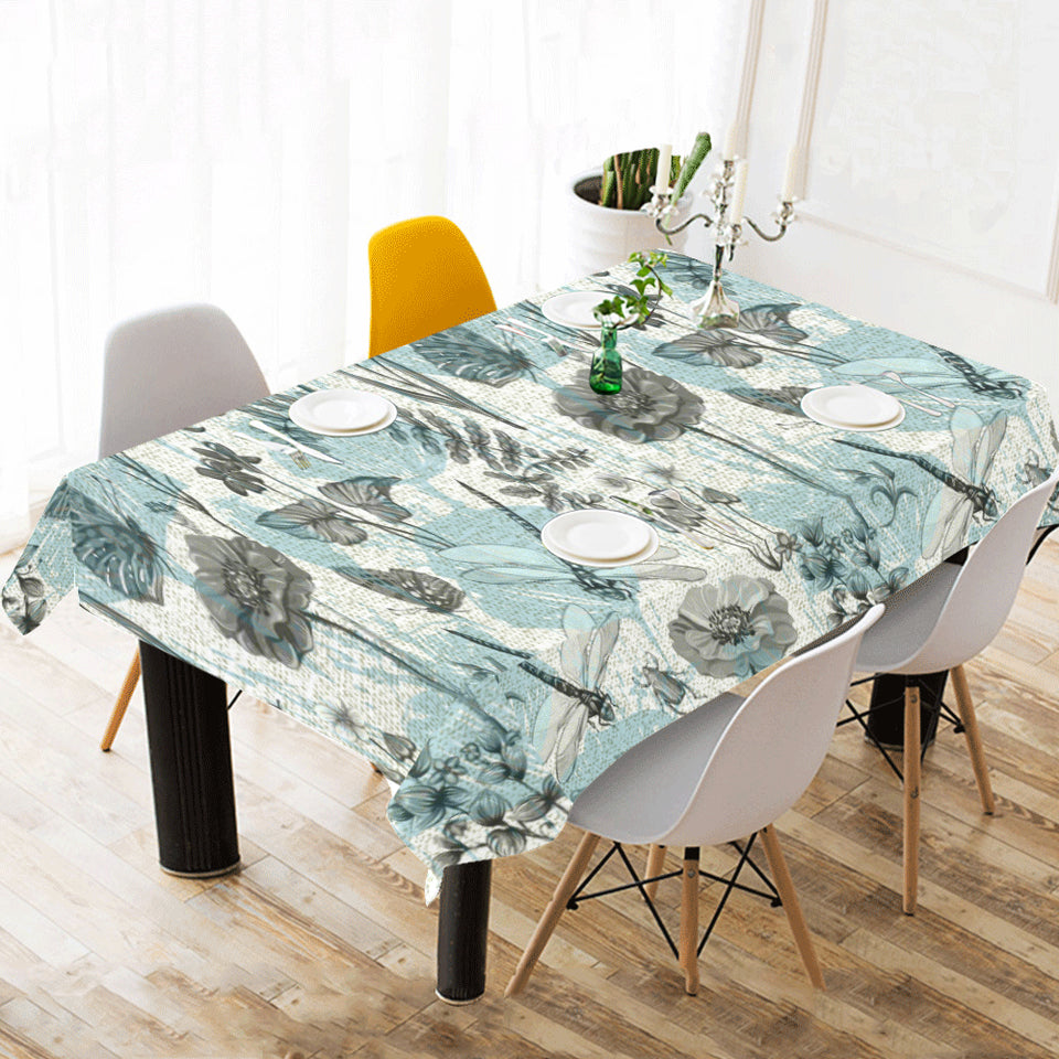 Dragonfly Butterfly Plants insect flower vintage s Tablecloth