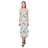 cute mermaid pattern V-Neck Open Fork Long Dress
