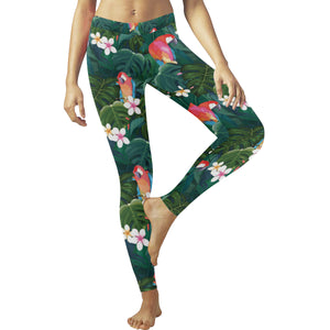 Parrot Palm tree leaves flower hibiscus pattern Women's Legging Fulfilled In US