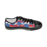 American football ball star stripes pattern Kids' Boys' Girls' Low Top Canvas Shoes Black