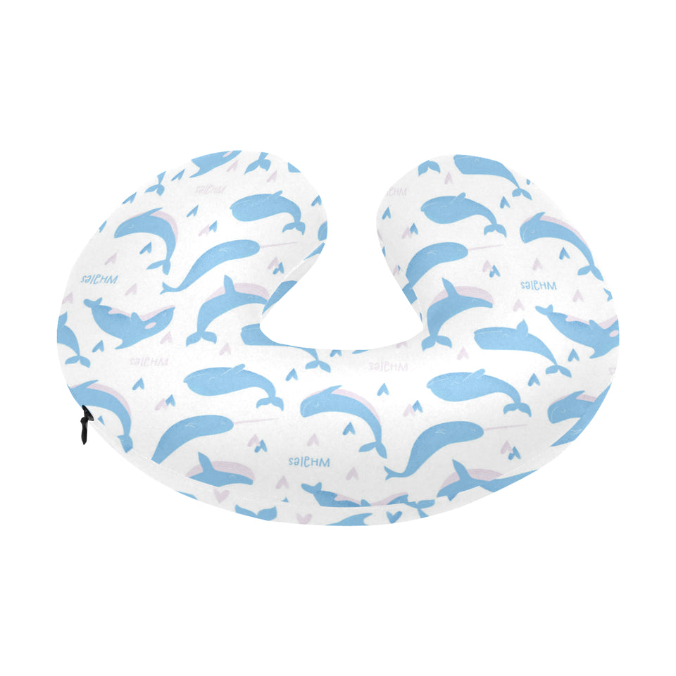Blue whale pattern U-Shaped Travel Neck Pillow