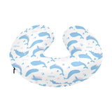 Blue whale pattern U-Shaped Travel Neck Pillow