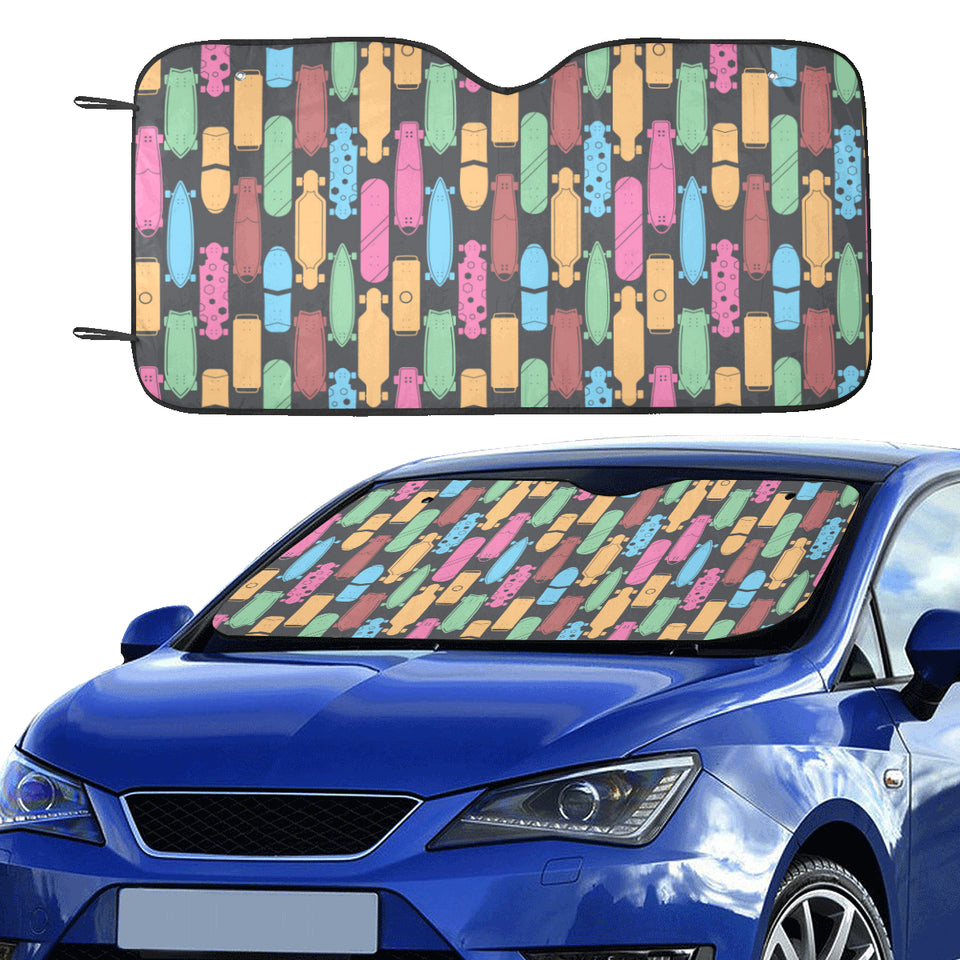 Skate Board Pattern Print Design 02 Car Sun Shade