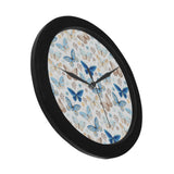 blue butterfly pattern Elegant Black Wall Clock