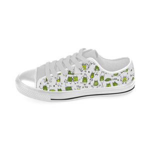 Sketch funny frog pattern Men's Low Top Shoes White