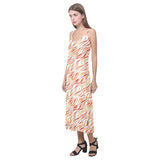 Fire flame watercolor pattern V-Neck Open Fork Long Dress