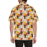 Colorful Maneki neko cat pattern Men's All Over Print Hawaiian Shirt