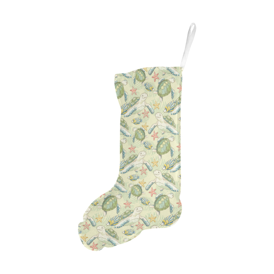 Hand drawn sea turtle fish pattern Christmas Stocking