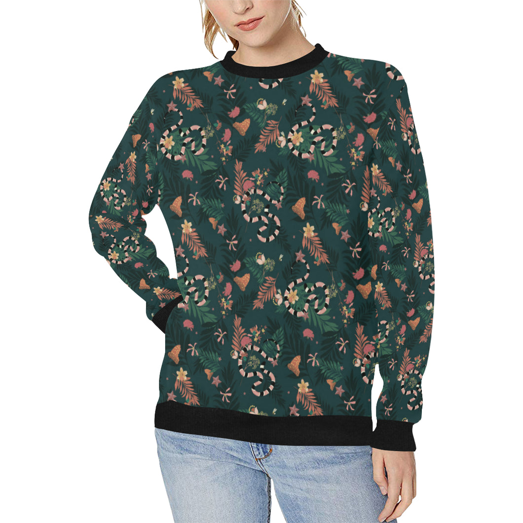 Snake forest pattern Women's Crew Neck Sweatshirt