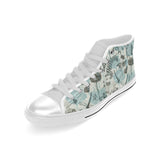 Dragonfly Butterfly Plants insect flower vintage s Men's High Top Canvas Shoes White