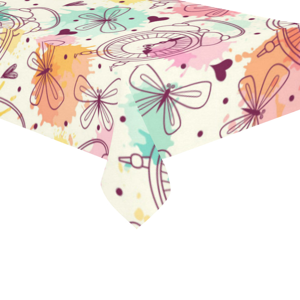 Clock butterfly pattern Tablecloth