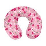 cherry flower pattern pink background U-Shaped Travel Neck Pillow