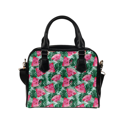 Watermelons tropical palm leaves pattern Shoulder Handbag
