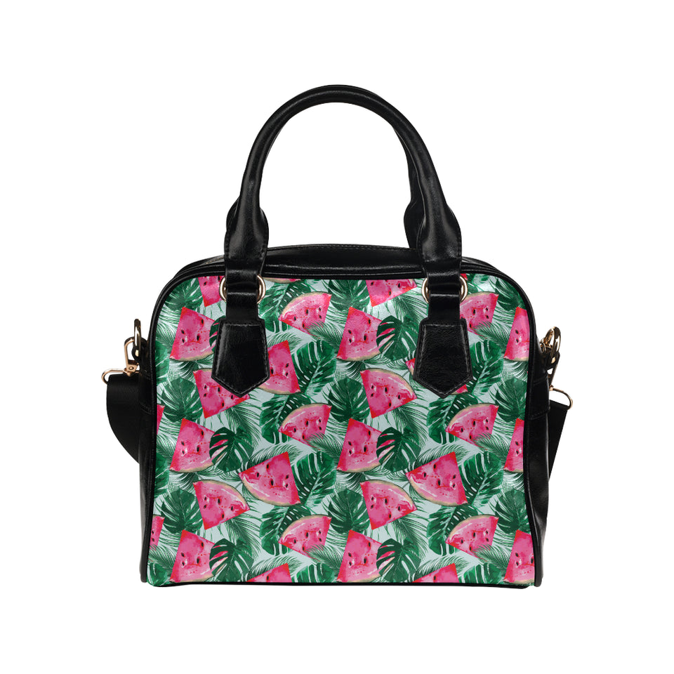 Watermelons tropical palm leaves pattern Shoulder Handbag