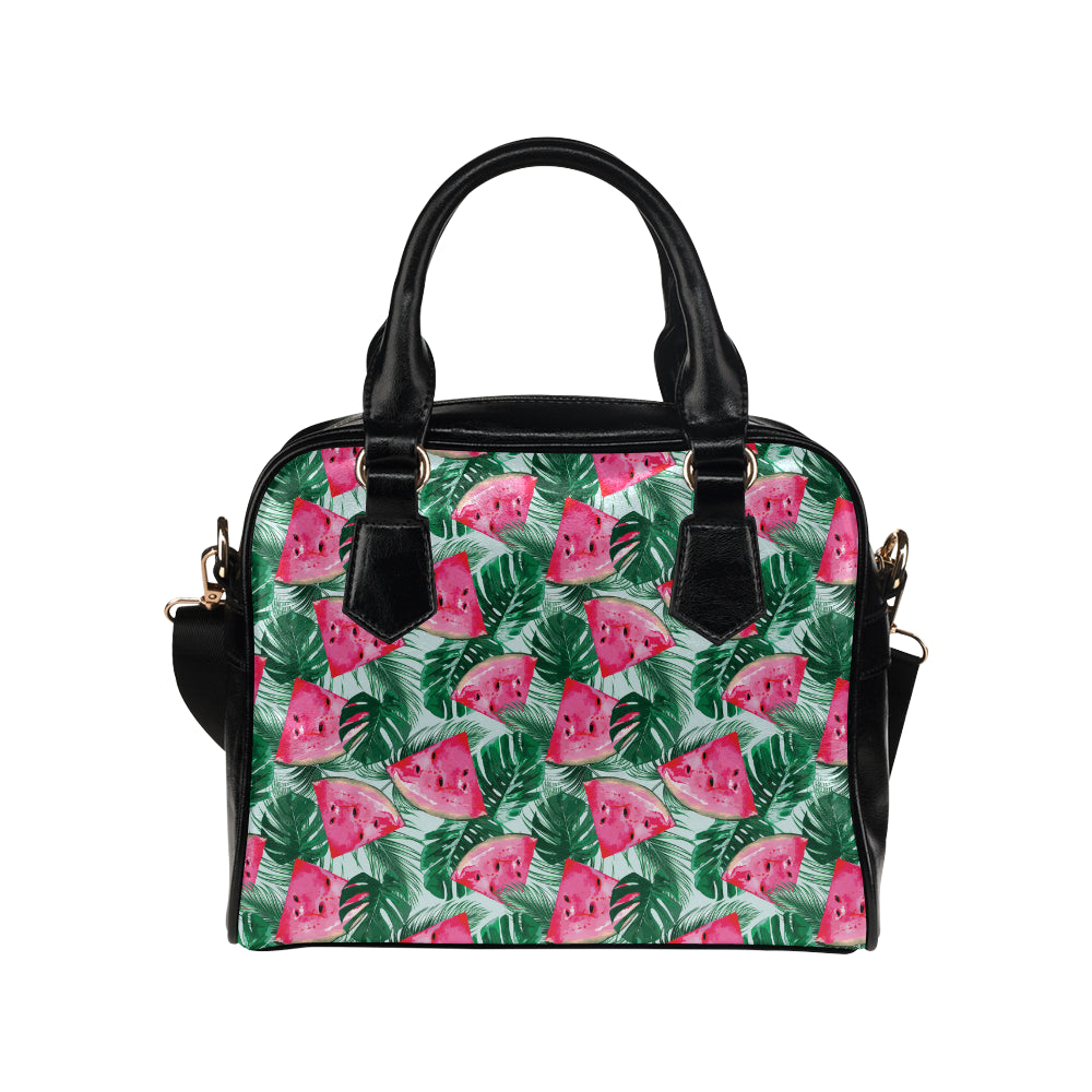 Watermelons tropical palm leaves pattern Shoulder Handbag