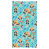 Cute sea otters fishe sea urchin pattern Bath Towel