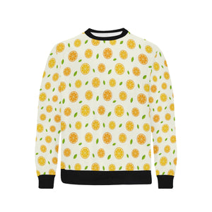 oranges leaves pattern Men's Crew Neck Sweatshirt