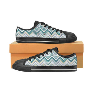 zigzag  chevron paint design pattern Kids' Boys' Girls' Low Top Canvas Shoes Black