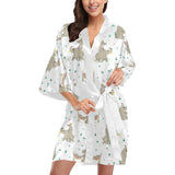 Cute Rhino pattern background Women's Short Kimono Robe