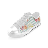 Colorful orchid flower pattern Men's Low Top Canvas Shoes White