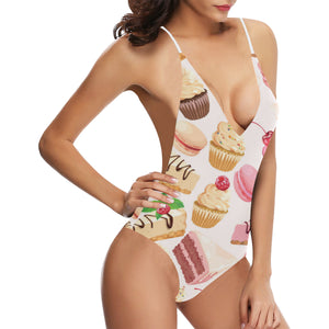 Cake cupcake sweets pattern Women's One-Piece Swimsuit