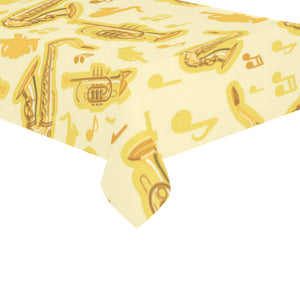 Saxophone cornet pattern yellow background Tablecloth