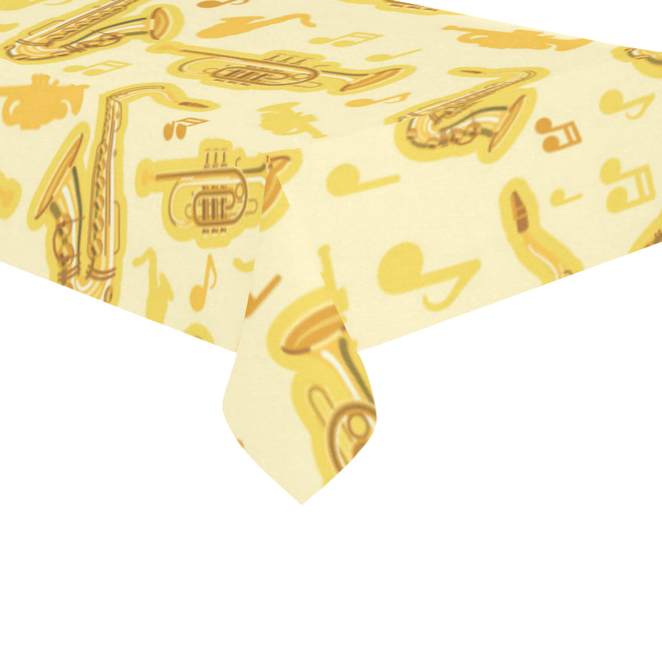 Saxophone cornet pattern yellow background Tablecloth