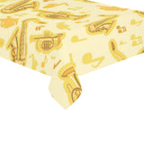 Saxophone cornet pattern yellow background Tablecloth