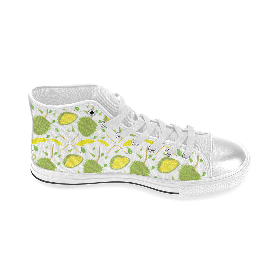 Durian pattern background Women's High Top Canvas Shoes White