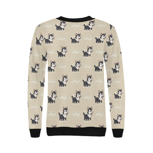 Cute Siberian Husky Women's Crew Neck Sweatshirt