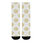 Gold Ornamental lotue waterlily symbol pattern Crew Socks