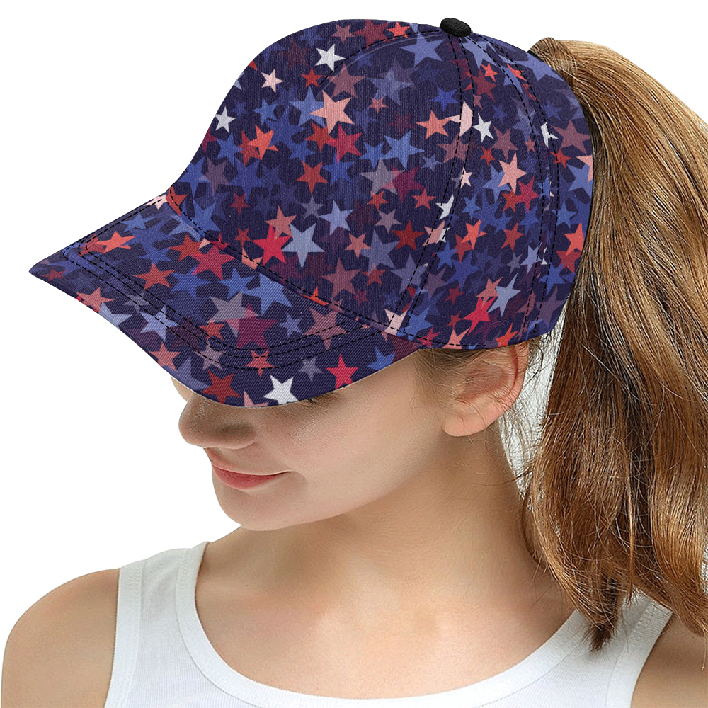 Red blue star pattern All Over Print Snapback Cap