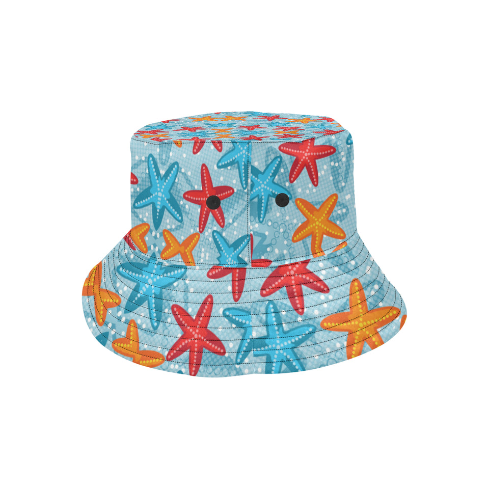 Blue red orange starfish pattern Unisex Bucket Hat