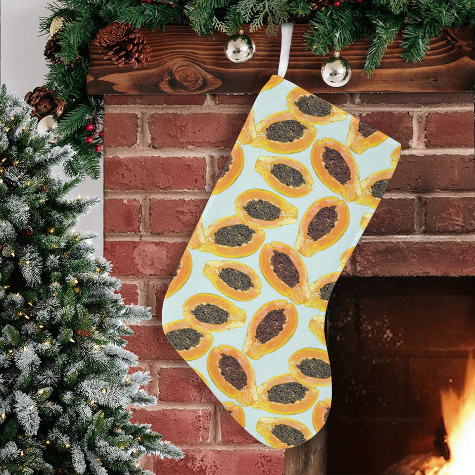 Watercolor papaya pattern Christmas Stocking