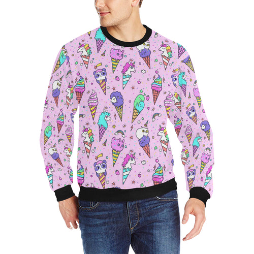 Cute ice cream cone animal pattern Men's Crew Neck Sweatshirt