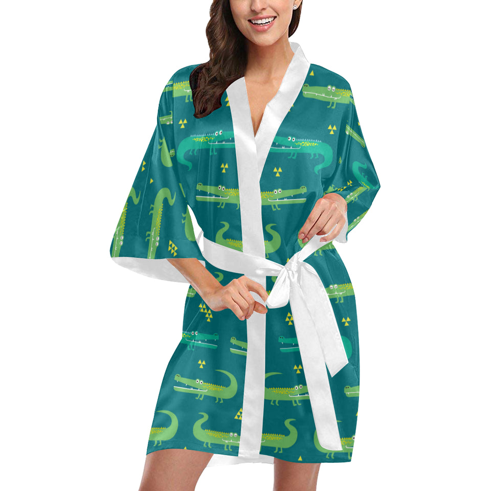 Crocodile pattern Women's Short Kimono Robe