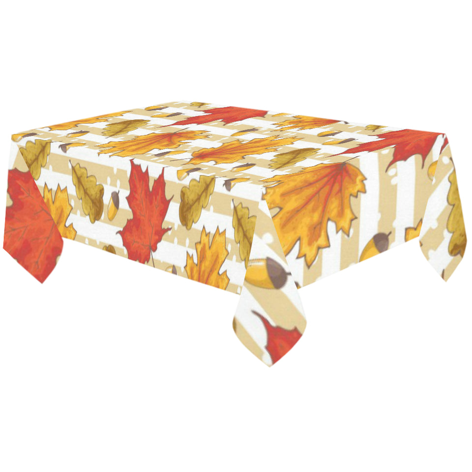 Maple leaf oak leaf acorns beige striped backgroun Tablecloth