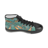 cute brown sea otters ornamental seaweed corals gr Women's High Top Canvas Shoes Black