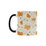 Cute brown pomeranian paw leave bone pattern Morphing Mug Heat Changing Mug