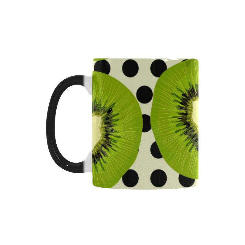 kiwi black dot background Morphing Mug Heat Changing Mug