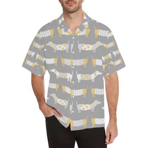 Cute dachshund dog pattern Men's All Over Print Hawaiian Shirt