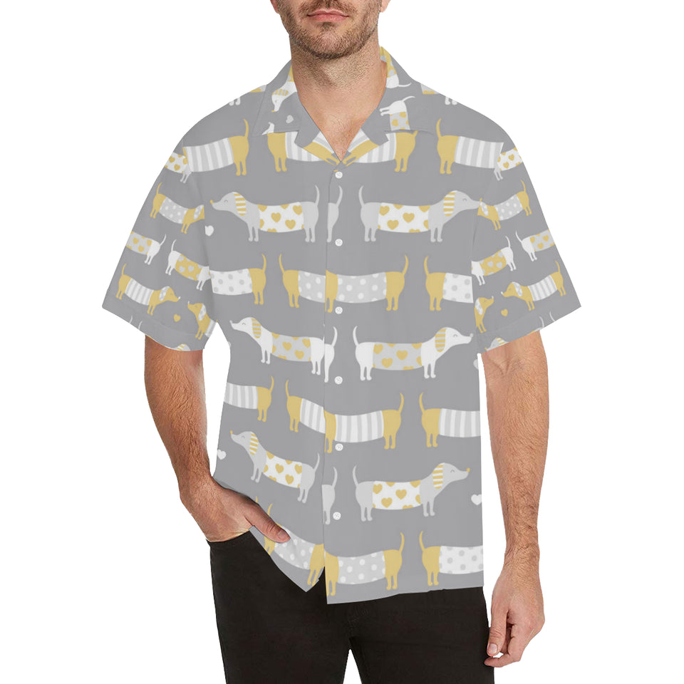 Cute dachshund dog pattern Men's All Over Print Hawaiian Shirt