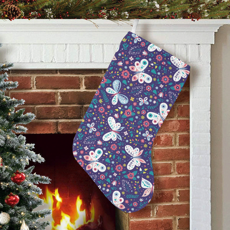Colorful butterfly flower pattern.eps Christmas Stocking