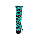 Green leopard skin print pattern Crew Socks