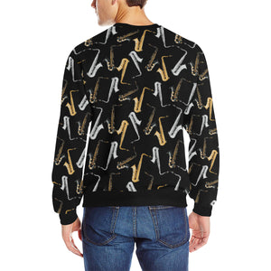 saxophone design pattern Men's Crew Neck Sweatshirt