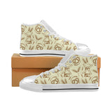 Windmill Wheat pattern Women's High Top Canvas Shoes White