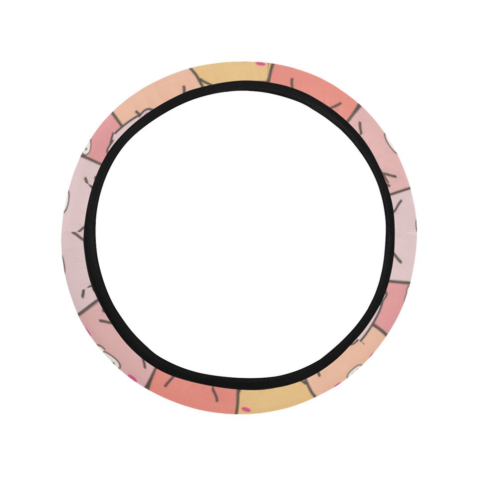 Pig Pattern Print Design 04 Car Steering Wheel Cover