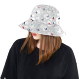 Airplane cloud grey background Unisex Bucket Hat