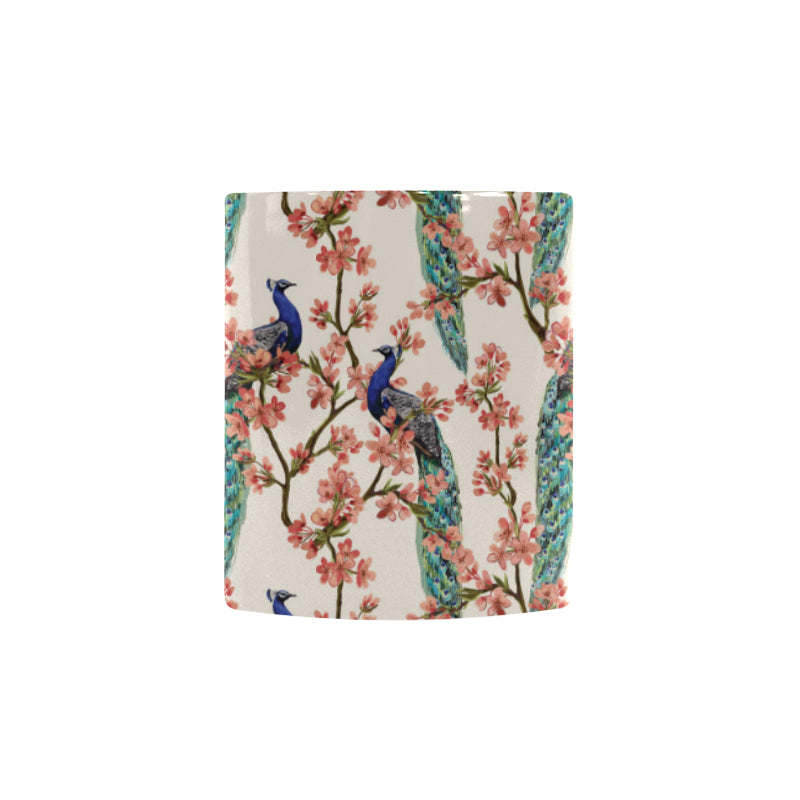 Peacock tropical flower pattern Morphing Mug Heat Changing Mug