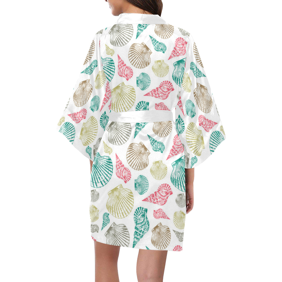 Colorful shell pattern Women's Short Kimono Robe